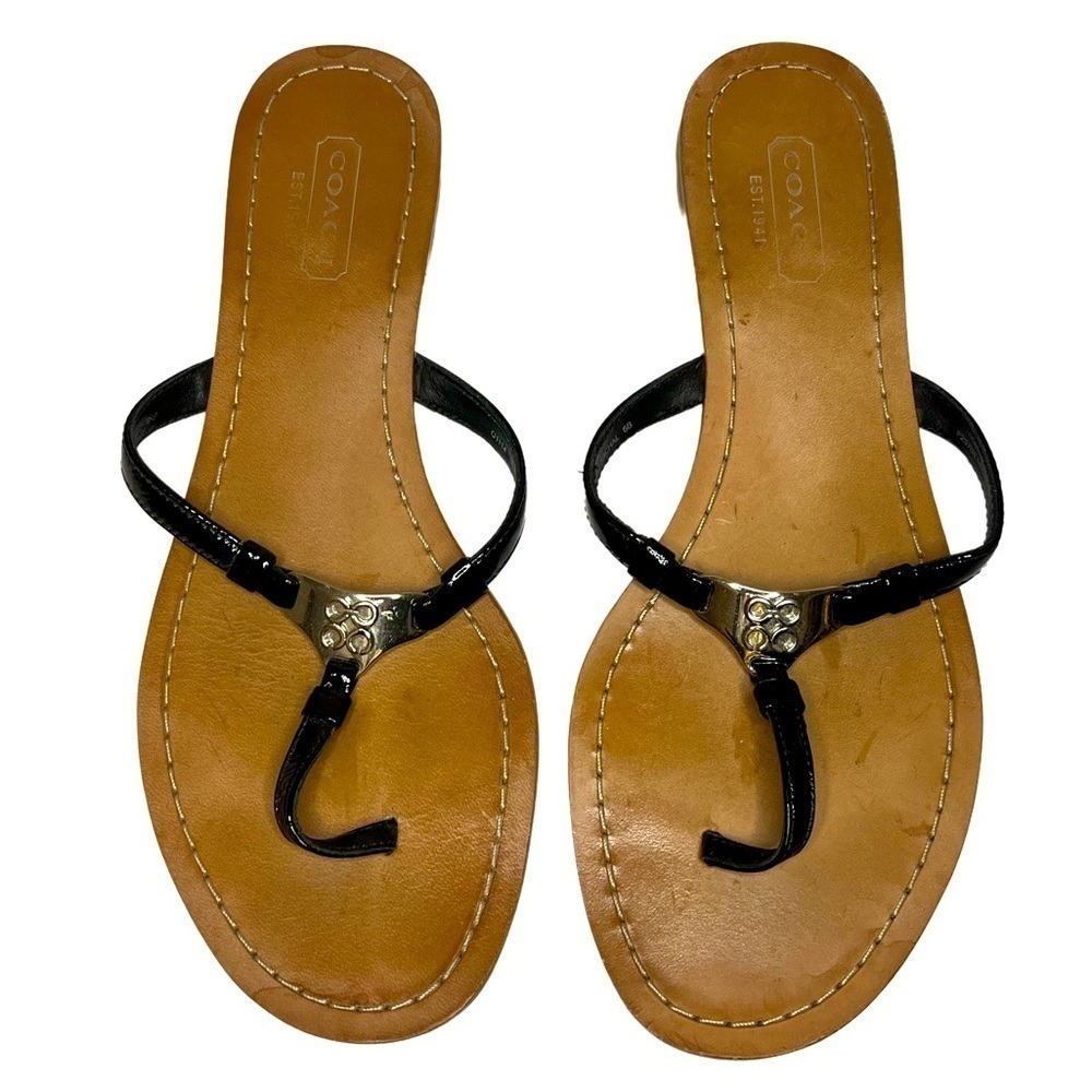 Coach Rachel Patent Leather Thong Flip Flip Sandal